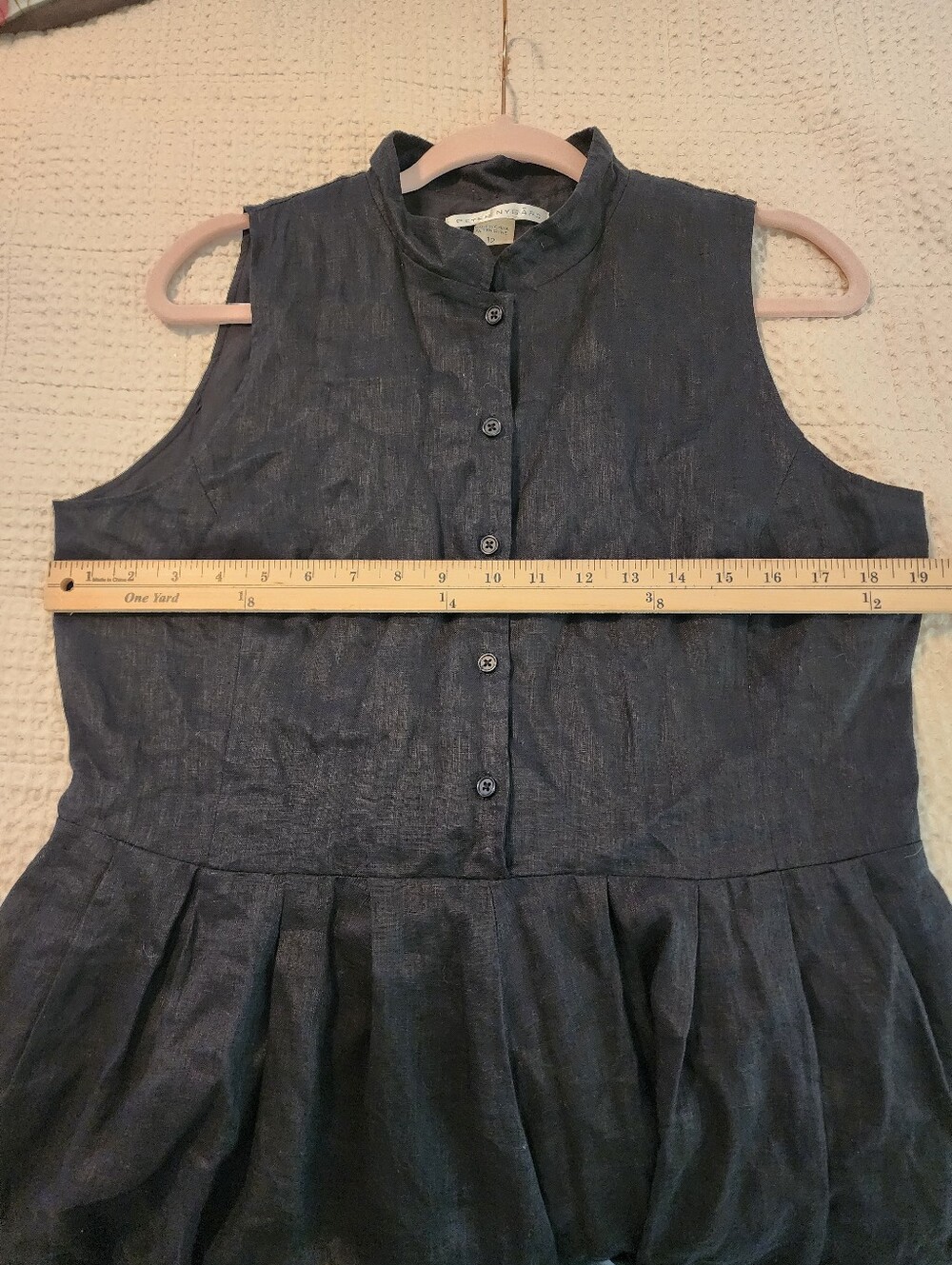 Peter Nygard Black White Floral Border 100% Linen Sleeveless Midi Dress Sz 12 - Picture 11 of 12